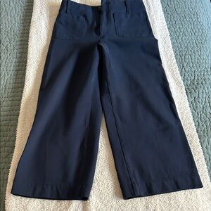 Mauve Collette Wide Leg Navy Cropped Ponte Pants